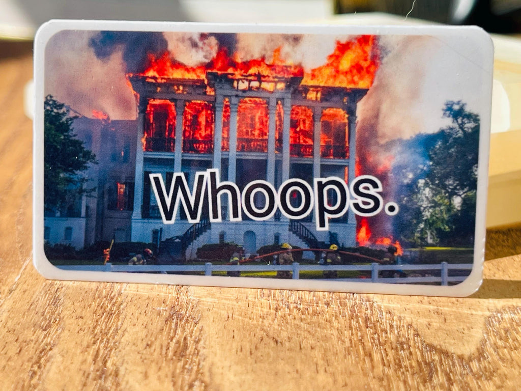 Plantation Fire Political Satire Sticker Nottoway in Flames