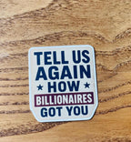 Rural Anti-Billionaire Humor Sticker with Country Road Sign Design