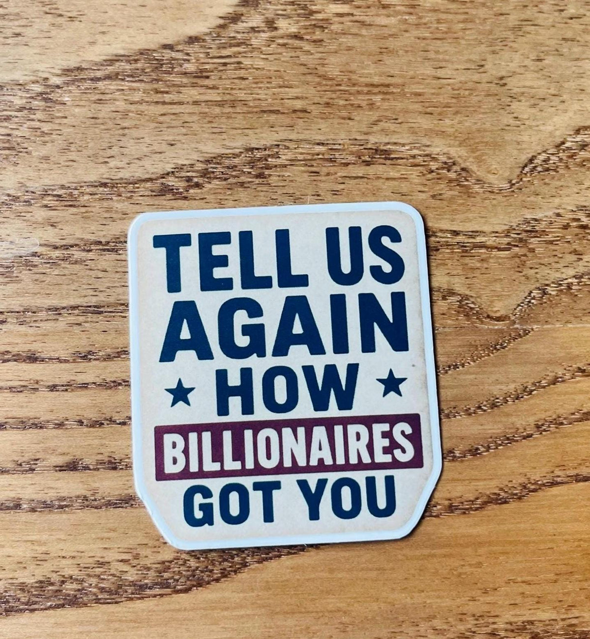 Rural Anti-Billionaire Humor Sticker with Country Road Sign Design