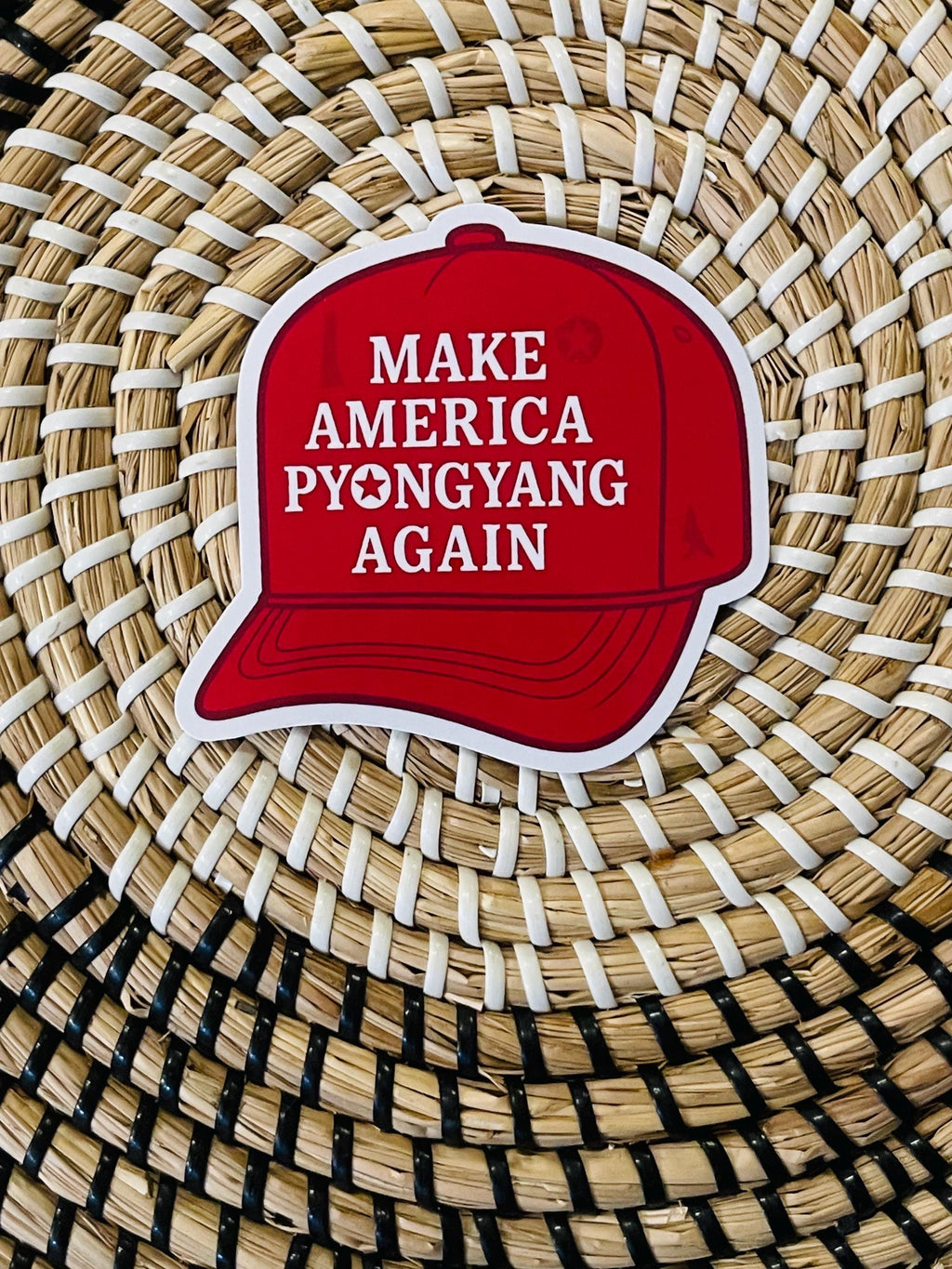 Mini Anti-Fascist Parody Stickers – Red Hat & Authoritarian Satire