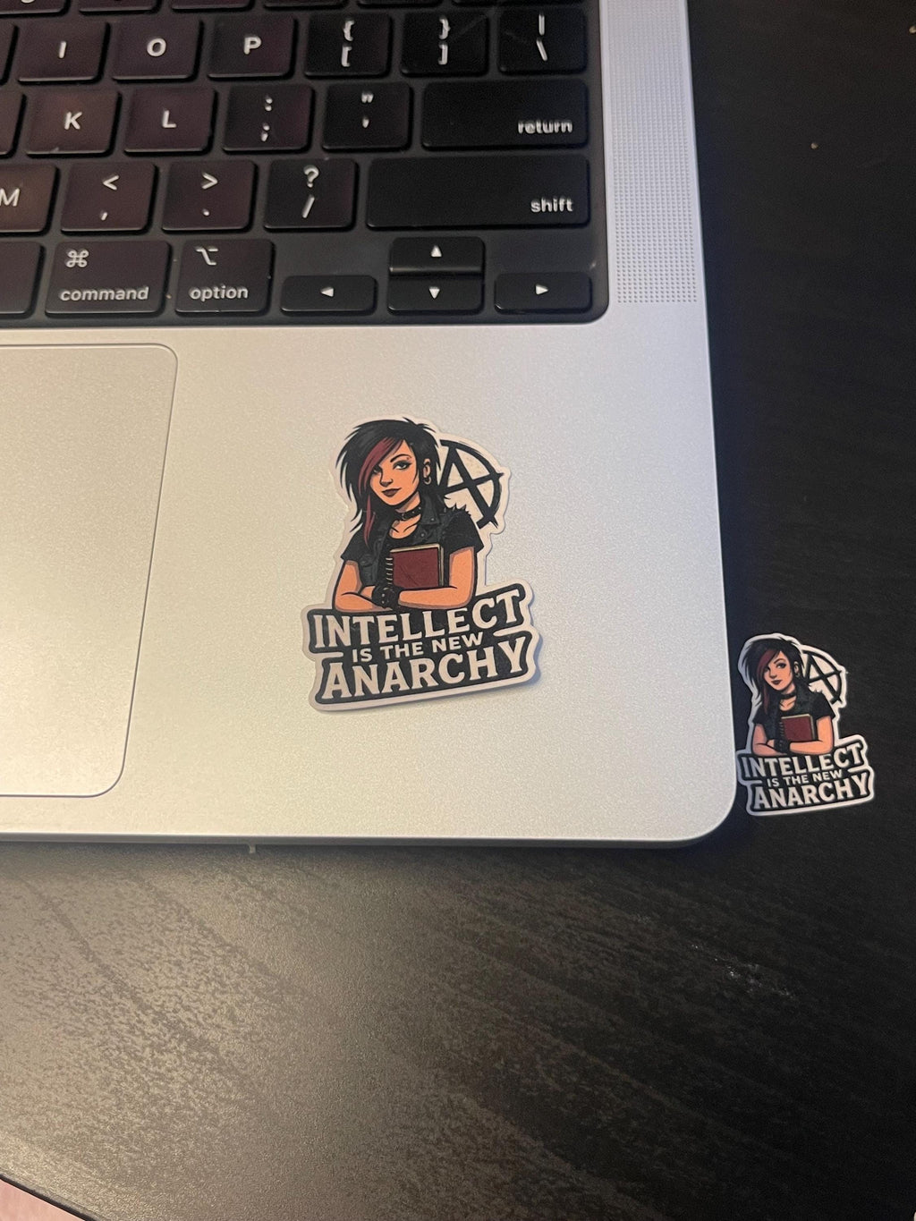 "Intellect is the New Anarchy" Alt Feminist Vinyl Sticker, Goth Book Lover, Intellectual Punk (2x2 to 4x4)