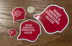 Mini Anti-Fascist Parody Stickers – Red Hat & Authoritarian Satire