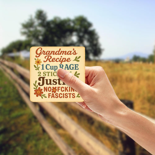 "Grandma’s Recipe"  Sticker for Anti-fascists