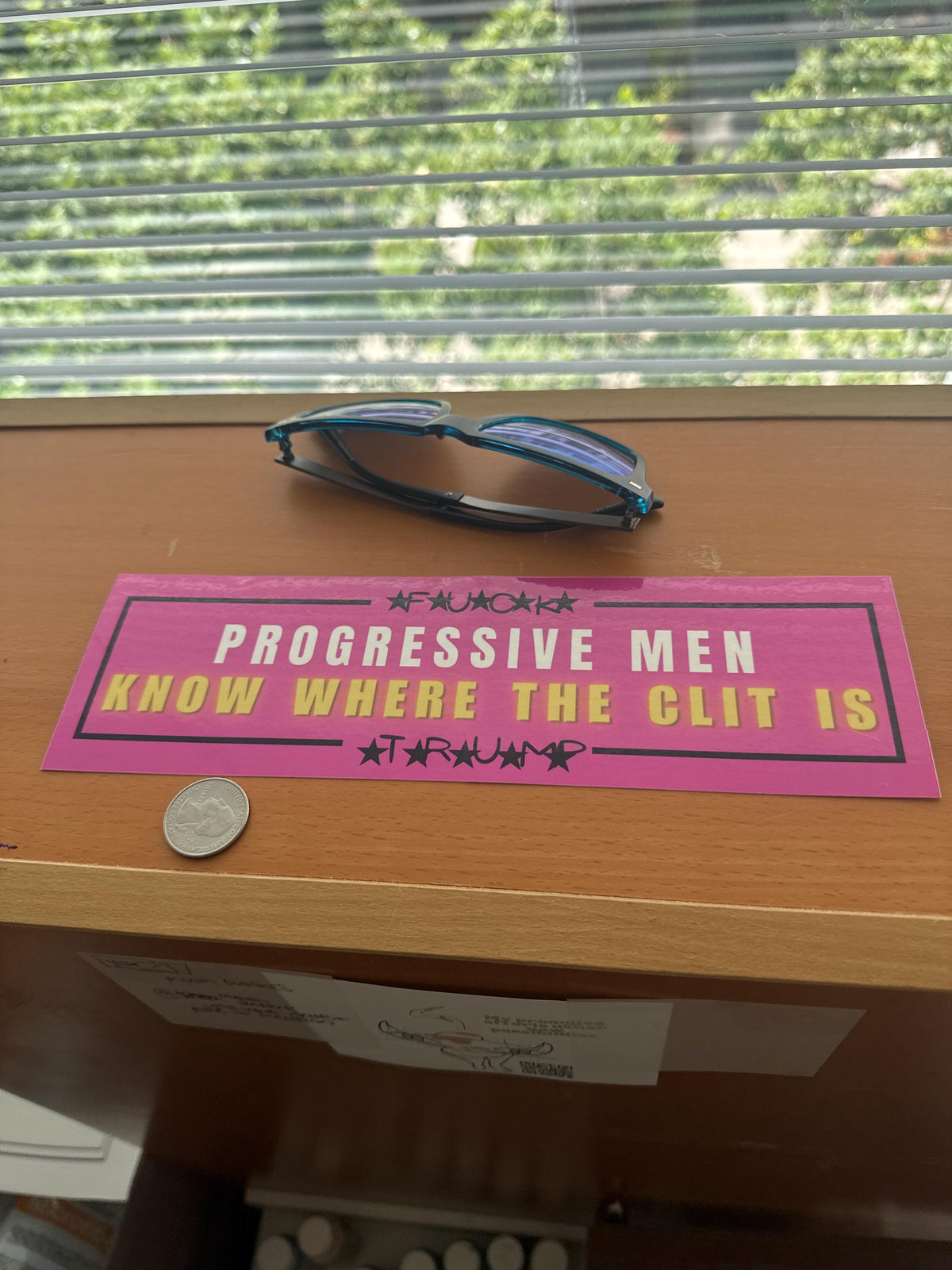 “Progressive Men Know Where the Clit Is" – Fuck Trump Car Decal, Anti-Maga Car Decal Gift for Leftist Humor