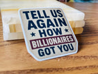 Rural Anti-Billionaire Humor Sticker with Country Road Sign Design