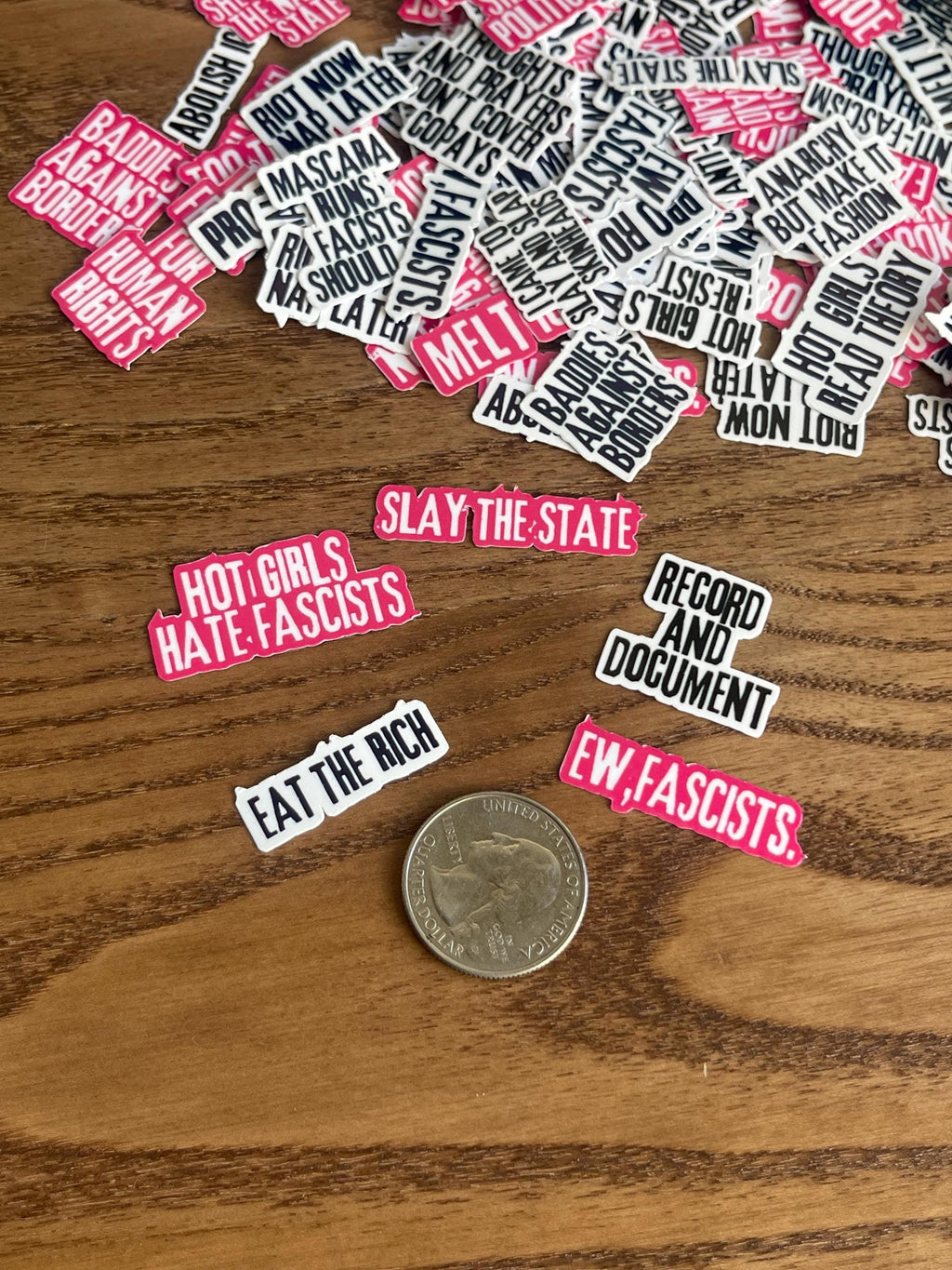 Sticker Pack: Anti-Fascism Hot Pink Mini Decals