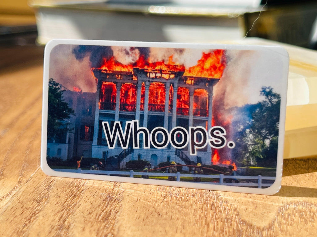 Plantation Fire Political Satire Sticker Nottoway in Flames