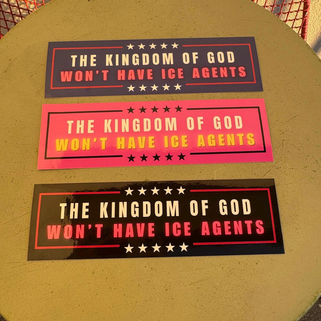 Progressive Christian Bumper Sticker, Anti-ICE, Pro-Human Rights (3x10")