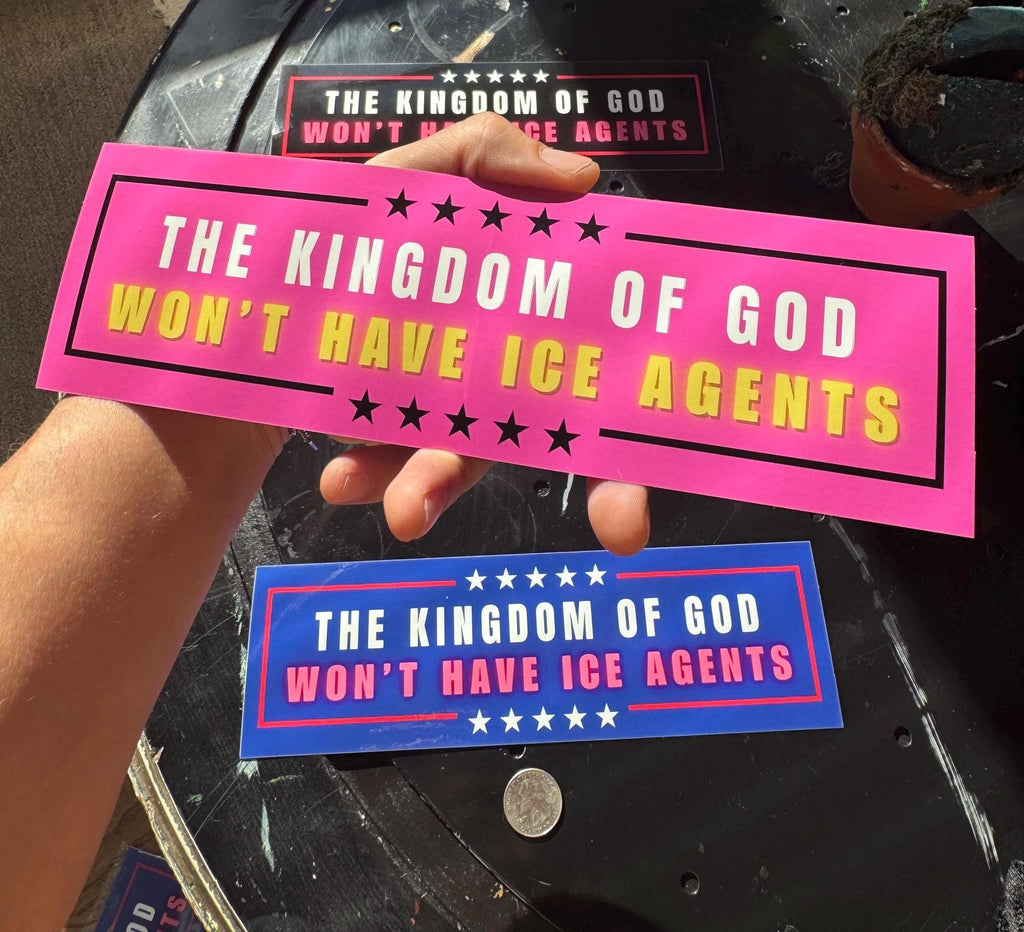 Progressive Christian Bumper Sticker, Anti-ICE, Pro-Human Rights (3x10")